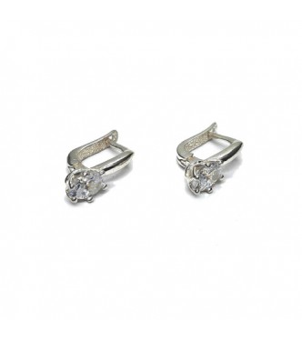 E000898 Sterling Silver Earrings With 5x7mm Cubic Zirconia Solid Hallmarked 925 Handmade